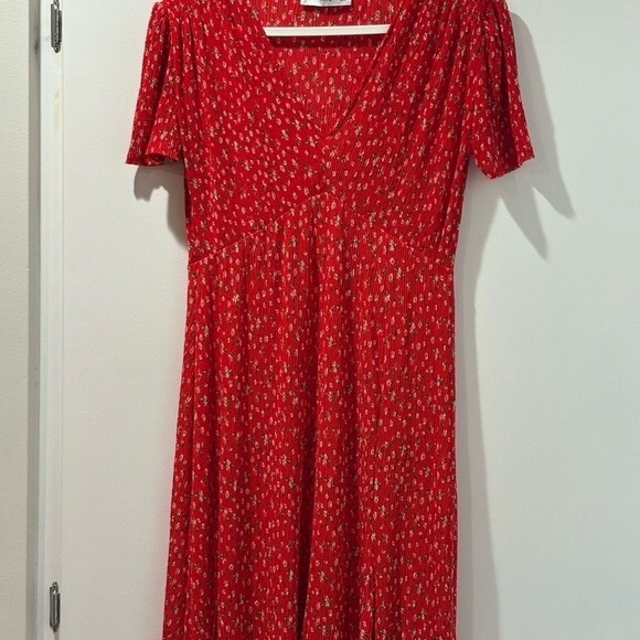 Mango Red Patterned Midi Dress - Picture 1 of 7